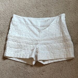 White Eyelet Crochet Shorts — LOFT Riviera